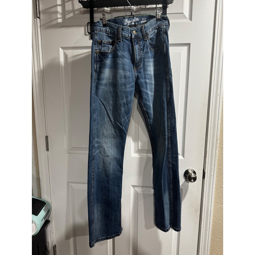 Wrangler Retro Slim Straight Mens Blue Jeans 30x34 Medium Wash 10WLT88BZ